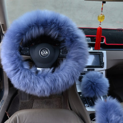 Three-piece wool steering wheel cover