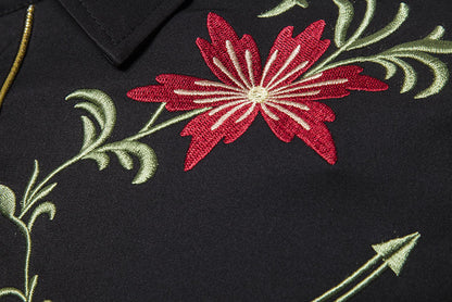 Flower embroidery long sleeve shirt