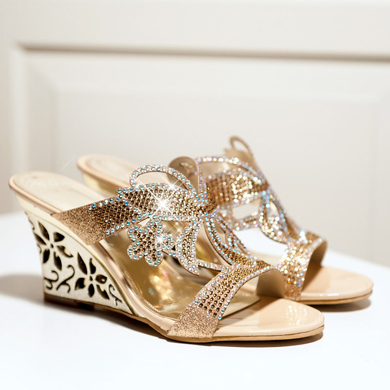 High-end rhinestone sandals with rhinestone sandals