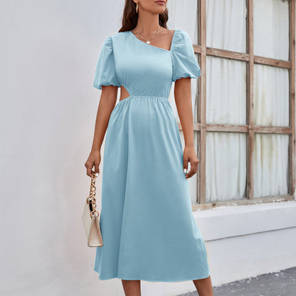 New Women's Fashion Solid Color Waist-baring Dress