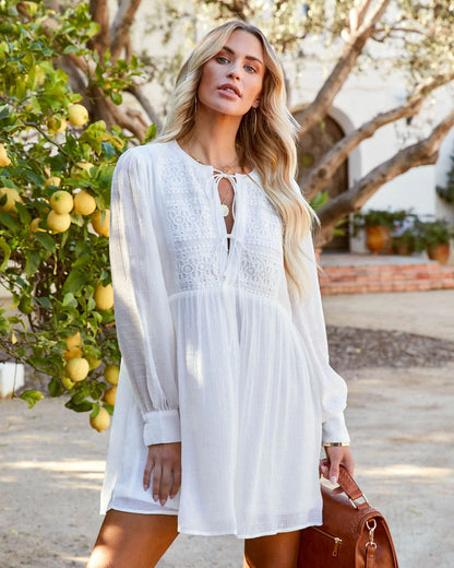Women's Lace Up Strappy Long Sleeve Dress