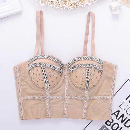 Beaded Bright Diamond Tube Top Shaping Outer Corset Sling Women