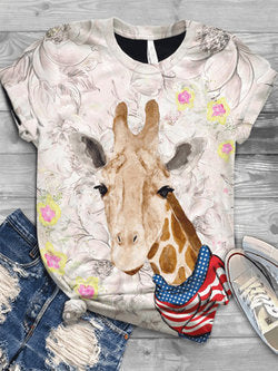 Cute Printed Short Sleeved T-shirt