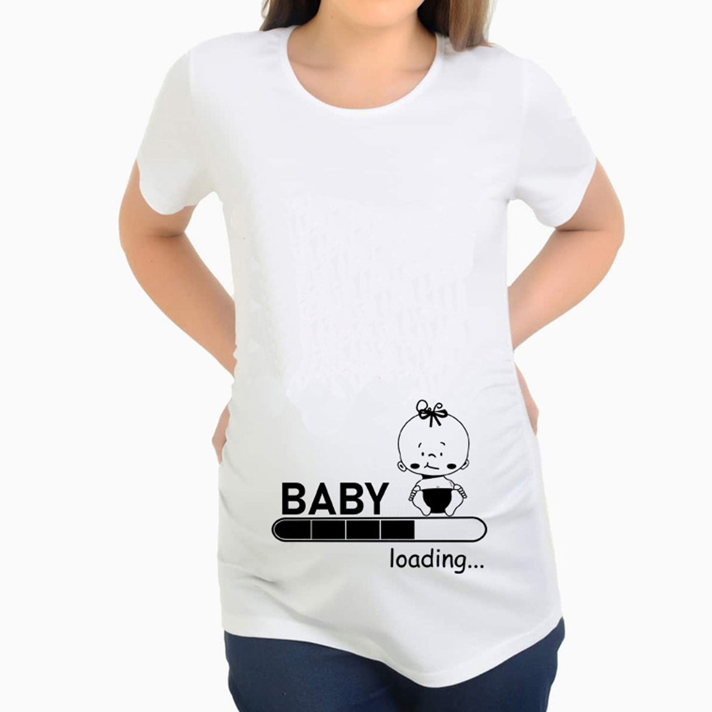 Maternity Fashion Print Short Sleeve Large Loose T-shirt