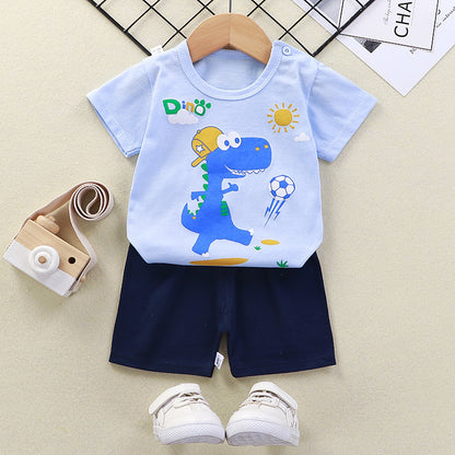 Summer Children's Short-sleeved Shorts Suit T-shirt Boys And Girls Baby Little Children's Clothing New