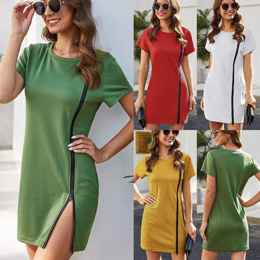 Women's Short Sleeve Stretch Slim Fit Hip Dress