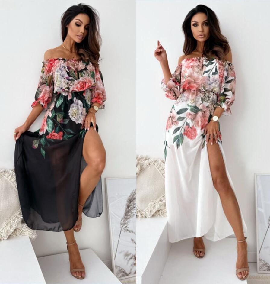 New Women's Floral Off-neck Slim Hem Dress