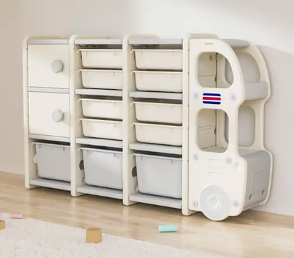 Dustproof Furniture Living Room Kids & Teen Storage Enclosed Storage Toy And Book Rack Plastic Car Shape Kids Toys Storage