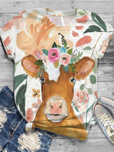 Cute Printed Short Sleeved T-shirt