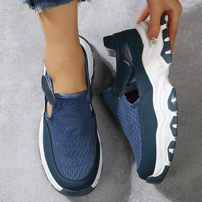 Mesh Sport Shoes Women Fashion Outdoor Flat Heel Round Toe Preppy Running Shoes