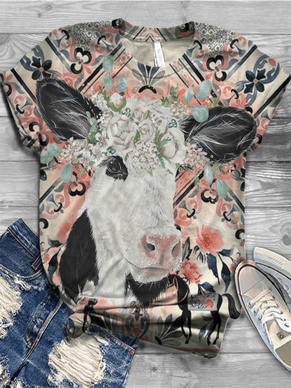 Cute Printed Short Sleeved T-shirt