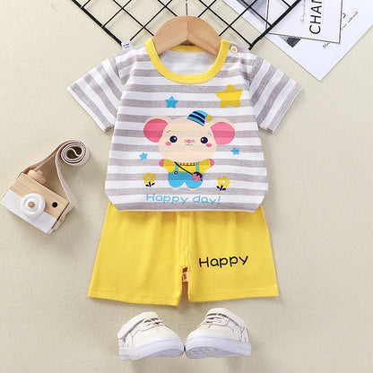 Summer Children's Short-sleeved Shorts Suit T-shirt Boys And Girls Baby Little Children's Clothing New