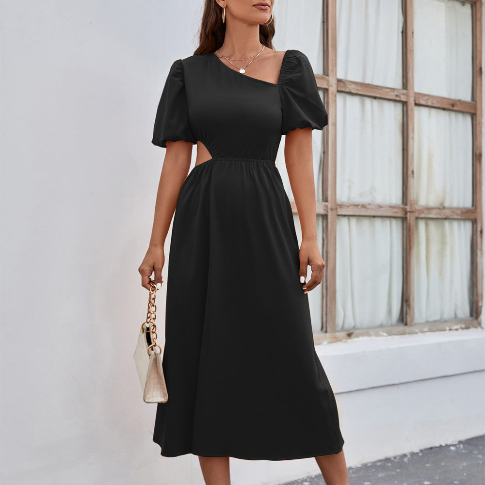 New Women's Fashion Solid Color Waist-baring Dress