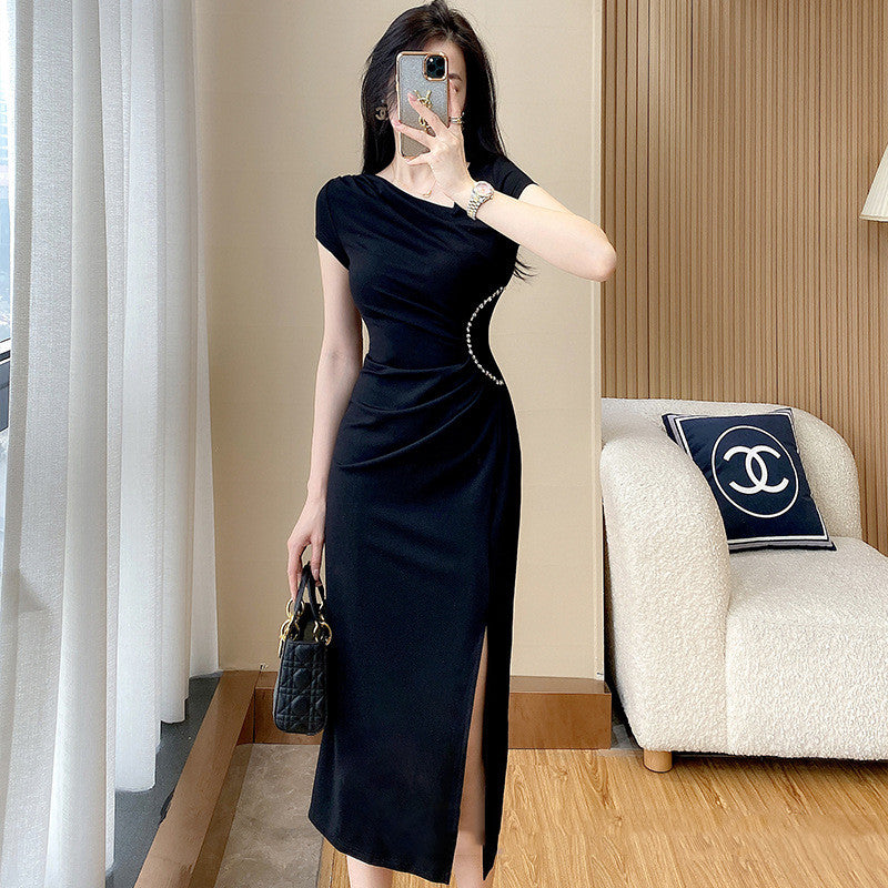 Dress With Waistband Slim Fit And Buttocks Wrapped Temperament