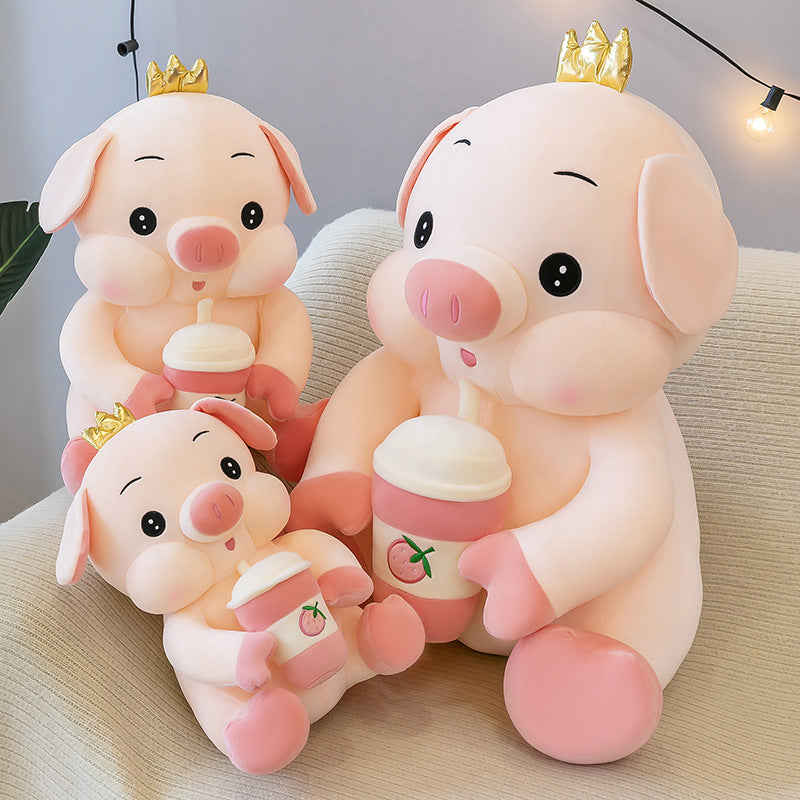 Creative Milk Tea Pig Plush Toy Cute